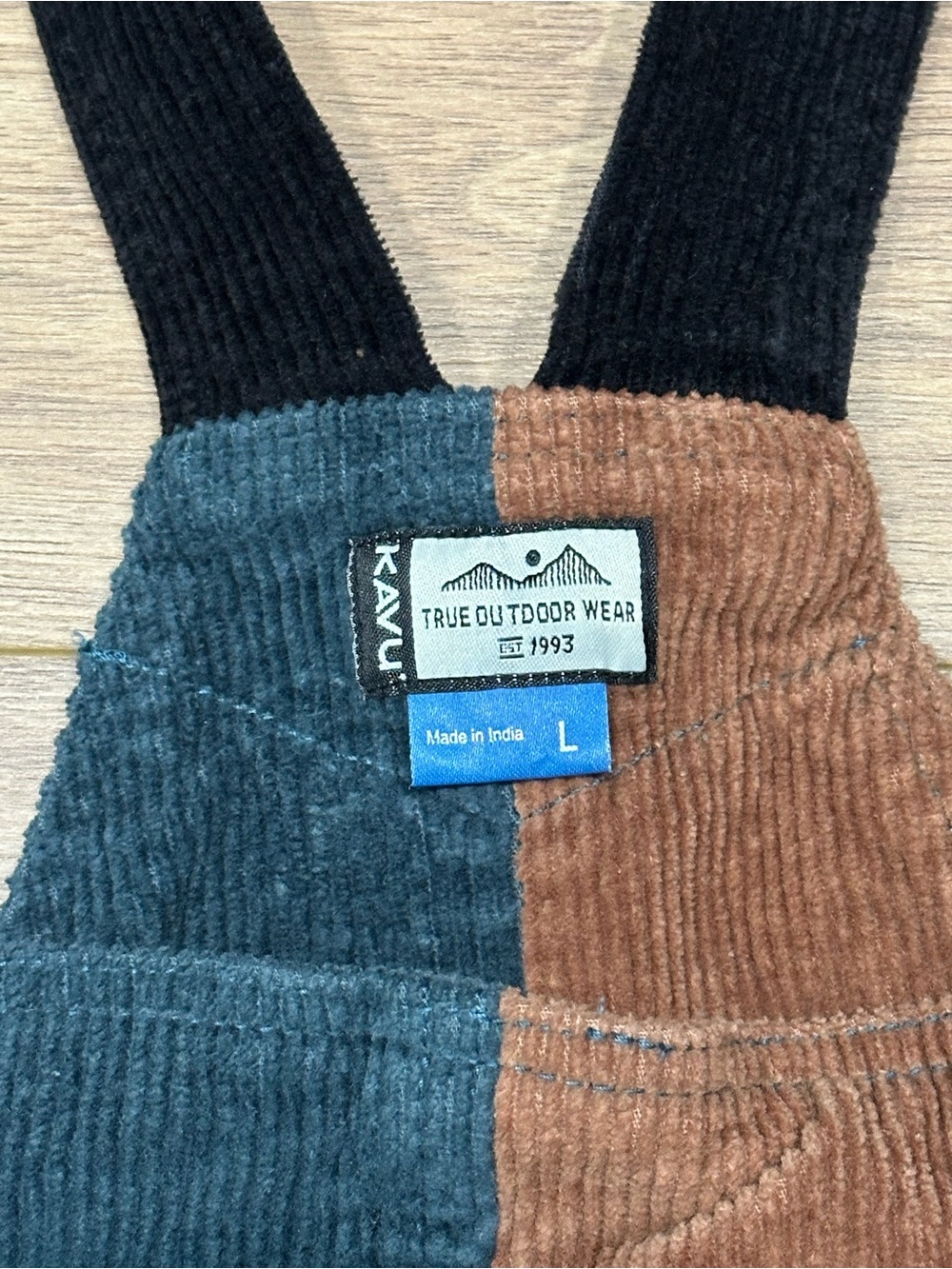 Kavu San Juan Corduroy Overalls in Dusk Bay Teal Blue/Brown/Black Size Large - Picture 5 of 11